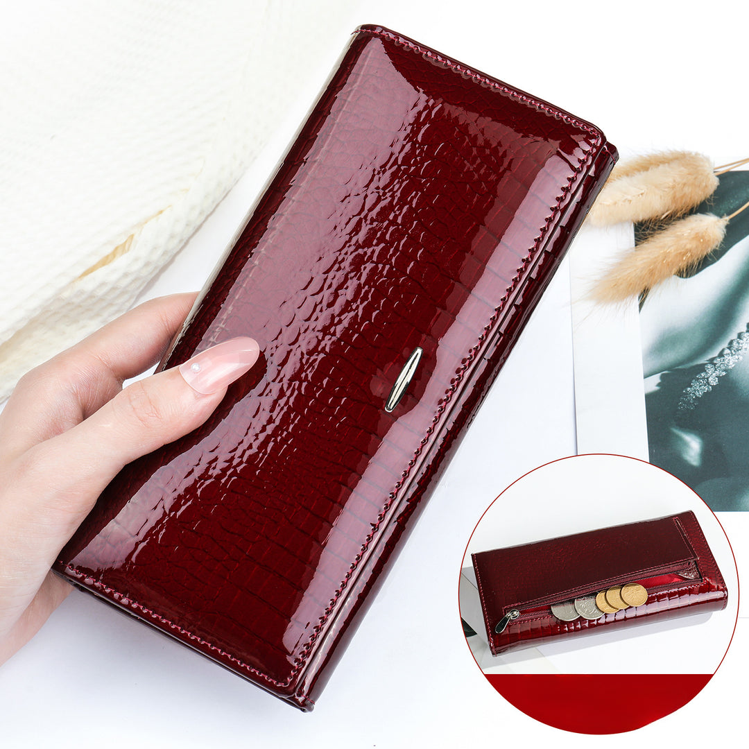 Elegant Solid Color Cowhide Wallet