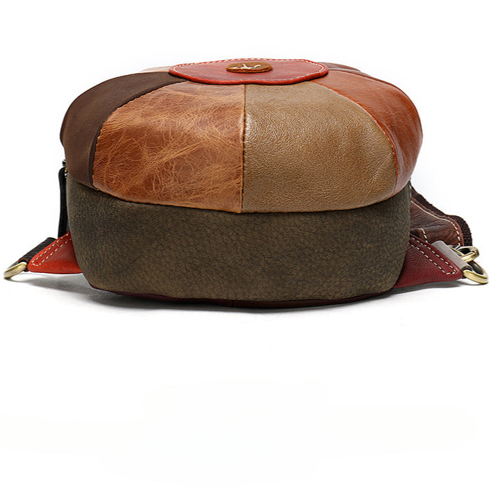 Borsa per cappello da patchwork in pelle alla moda