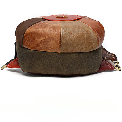 Borsa per cappello da patchwork in pelle alla moda