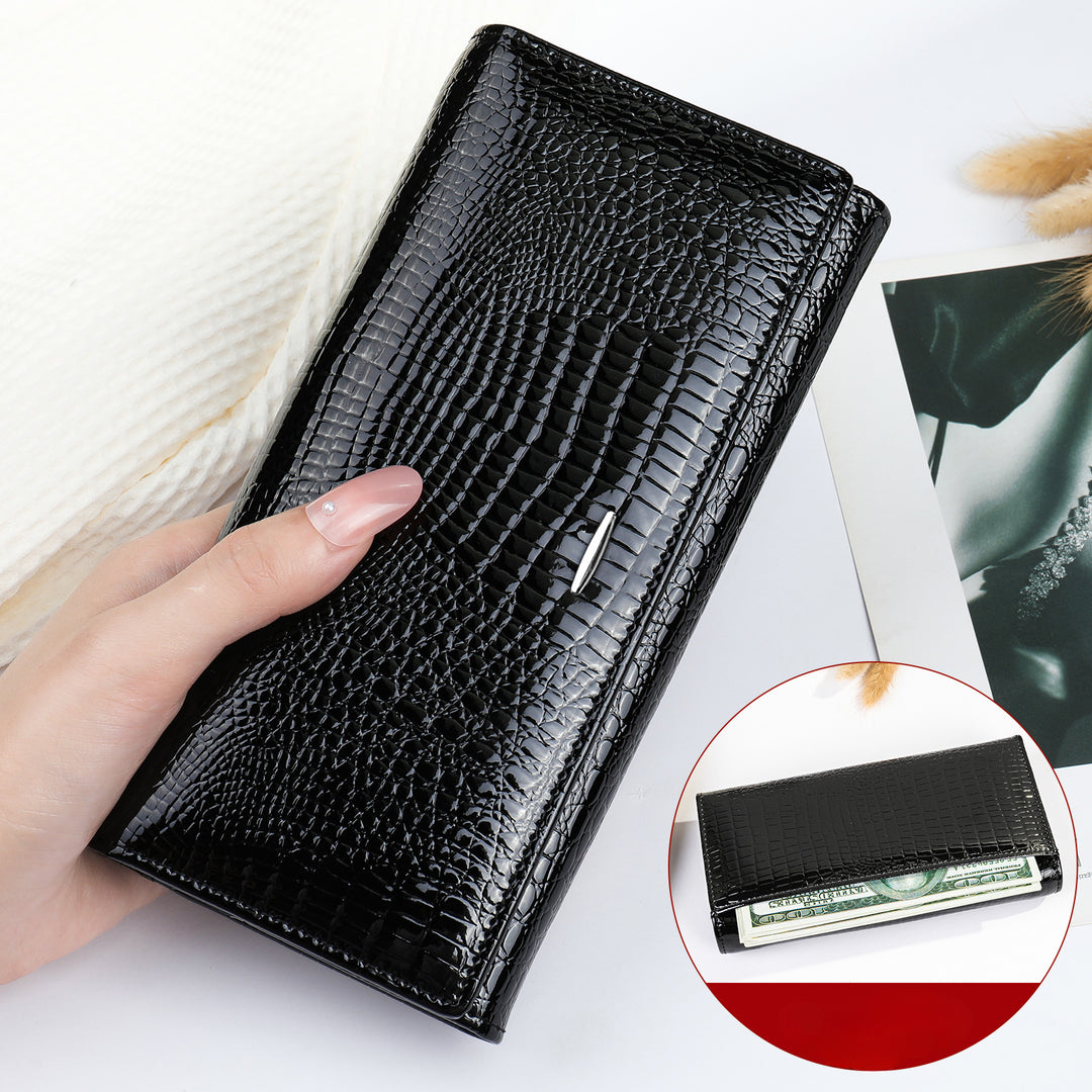 Elegant Solid Color Cowhide Wallet