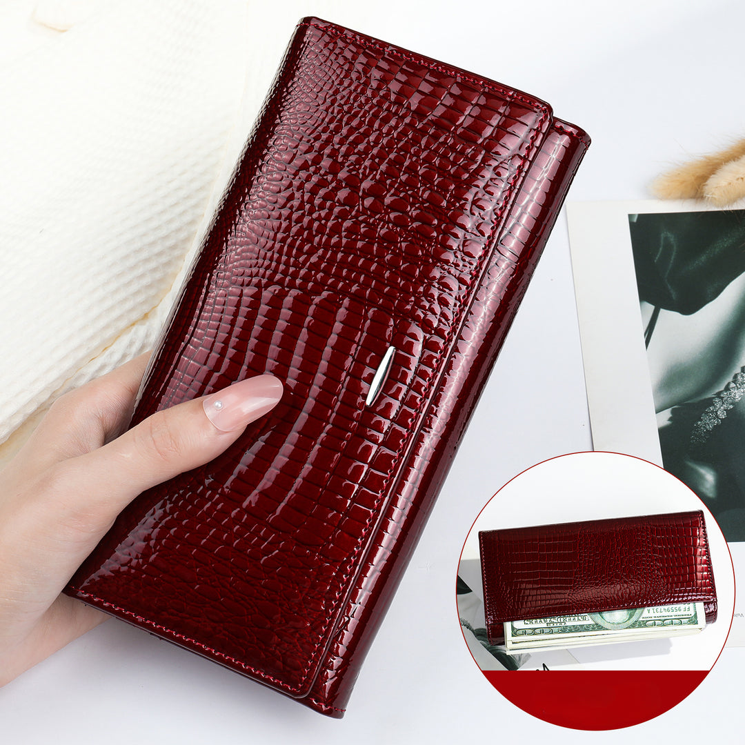 Elegant Solid Color Cowhide Wallet