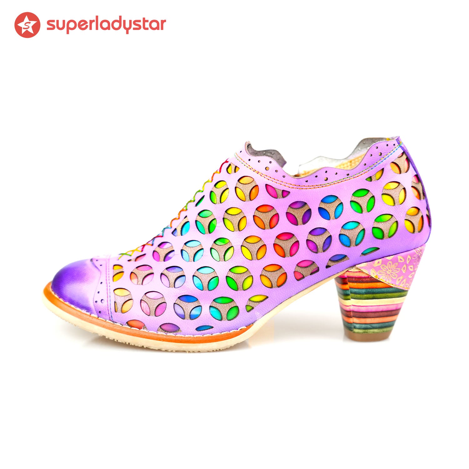 Retro Colorful Hollow and Comfortable Pumps