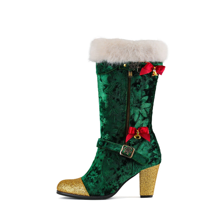 Christmas Charm Velvet Boots