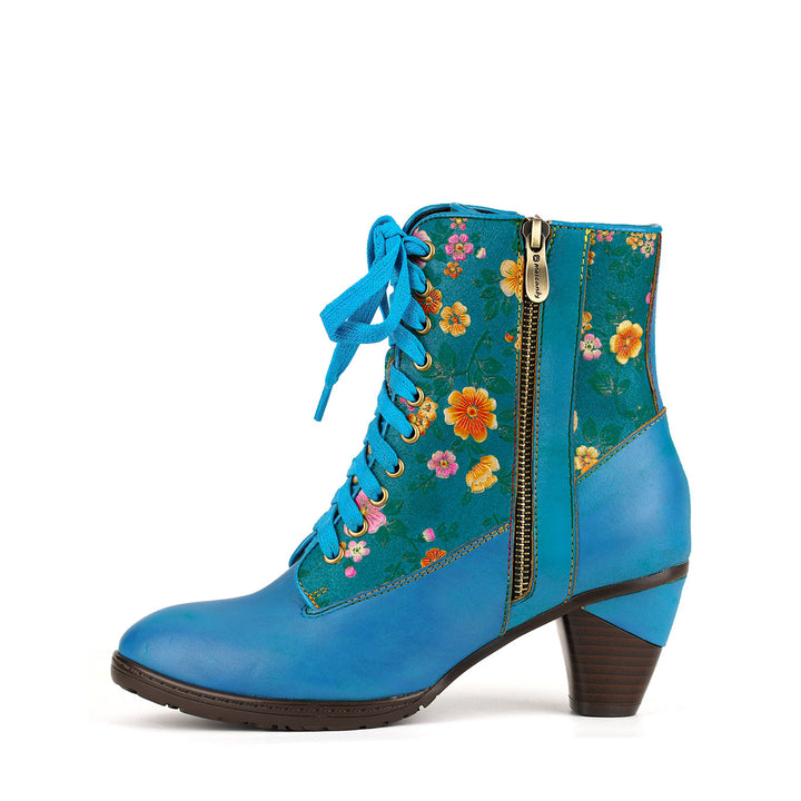 Floral Printed Vibrant Ankle Boots