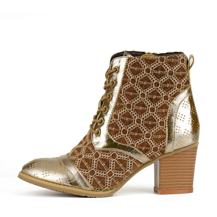 Gold Lace Modern Ankle Boots