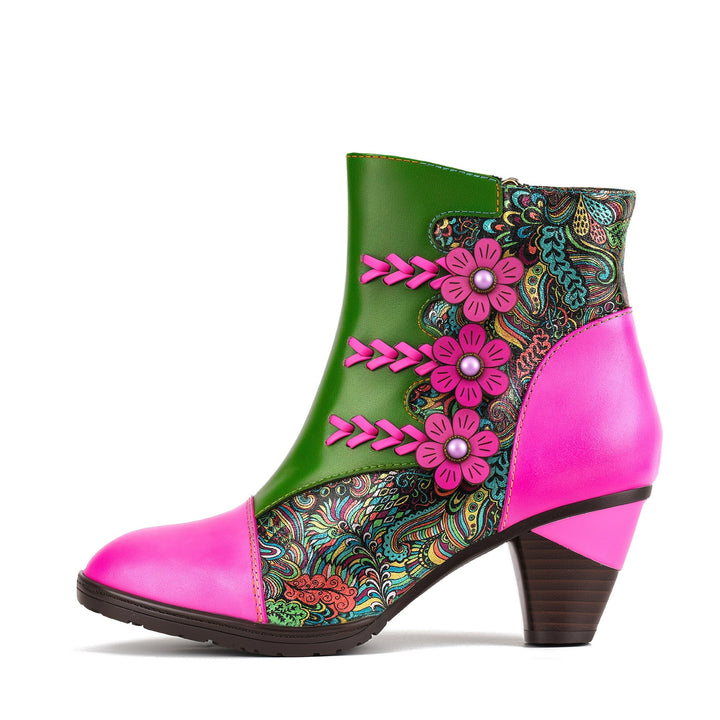 Botas de fantasía floral hechas a mano retro