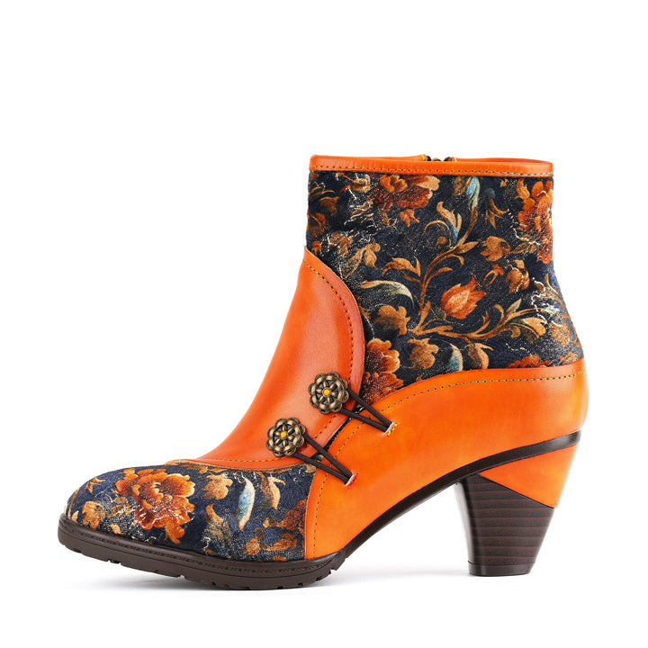 Botines de floración de cuero hechas a mano