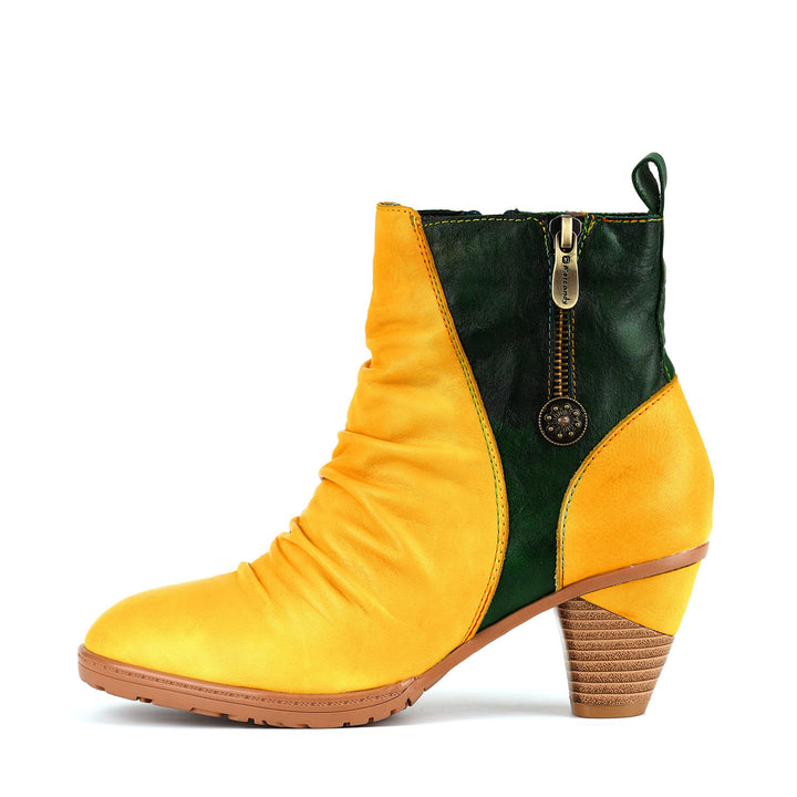 Botas de couro genuíno de dois tons elegantes (pré-encomenda)