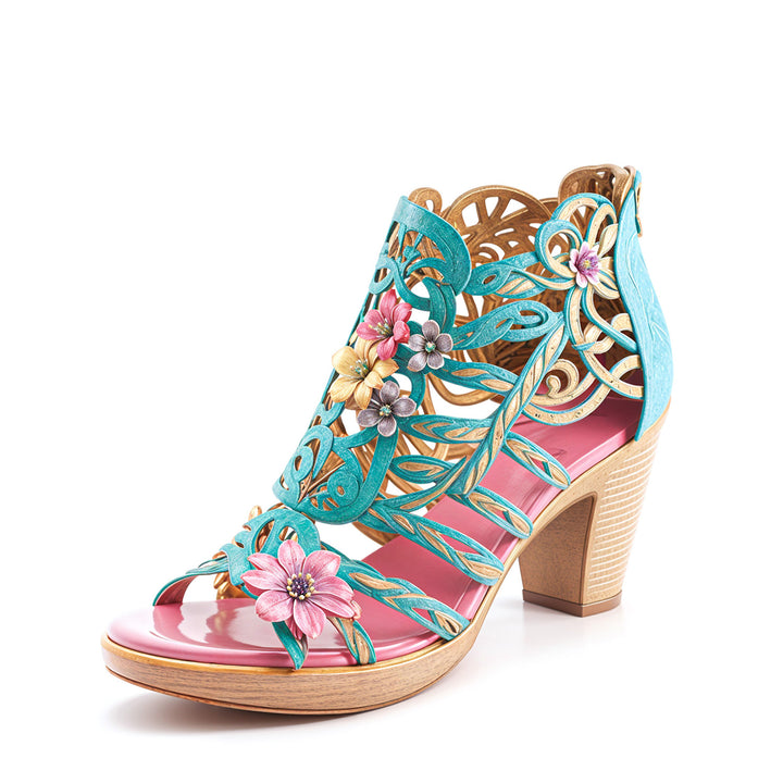 Sandali di ritaglio romantico in fiore di vite (pre-ordine)