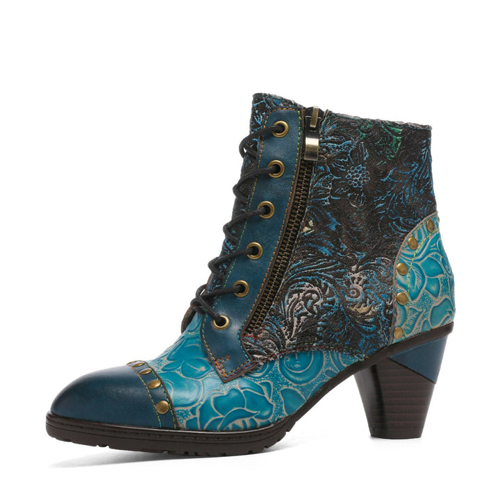 Botas de retalhos de couro feitas à mão retro