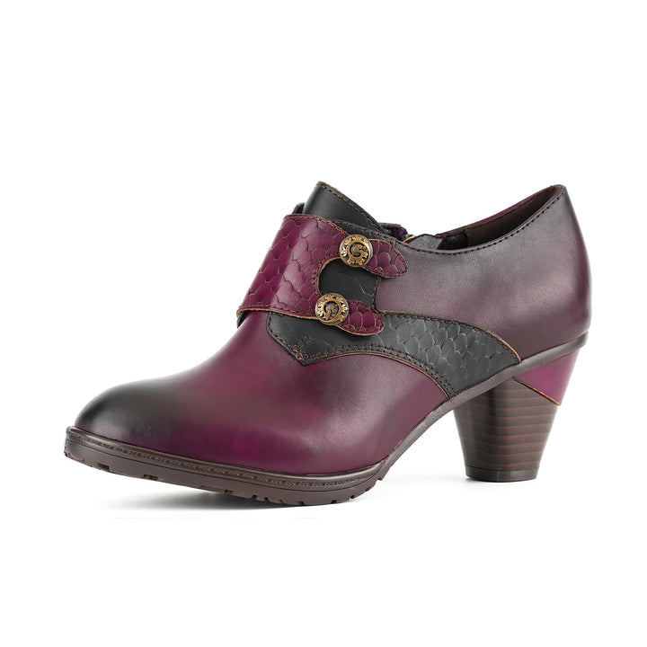 Rose Pattern Buckle Strap Vintage Pumps