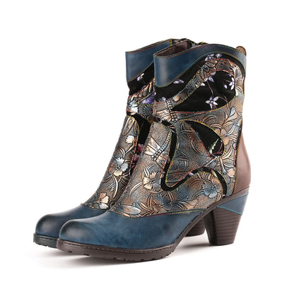 Retro Painted Genuine Leather Dragonfly Botas