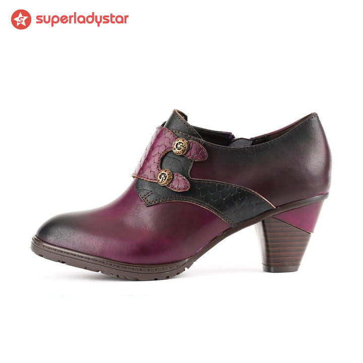 Rose Pattern Buckle Strap Vintage Pumps