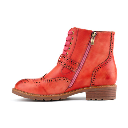 Retro Chic Brogue Buckle Ankle Boots