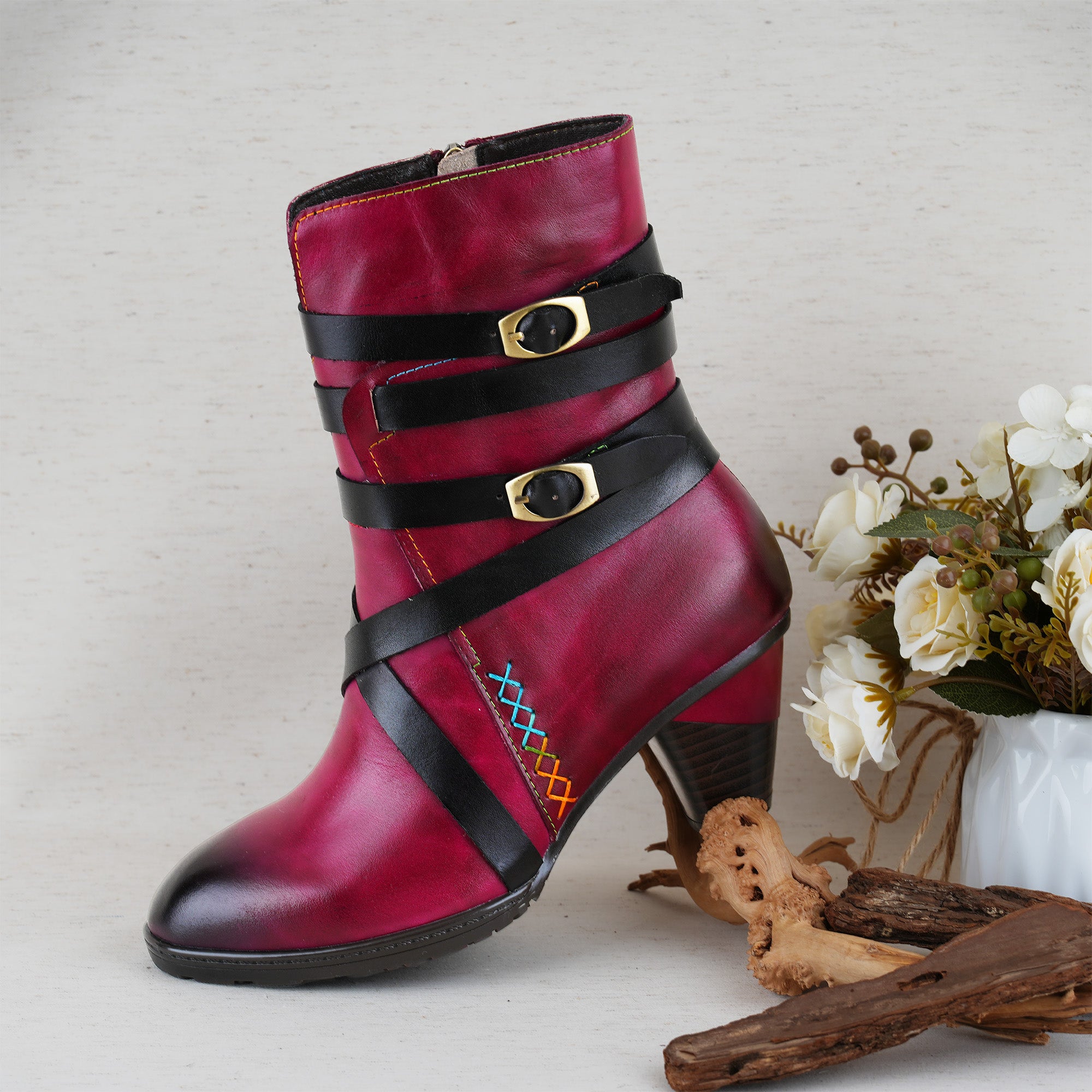 Vintage Midnight Stride Strap Boots