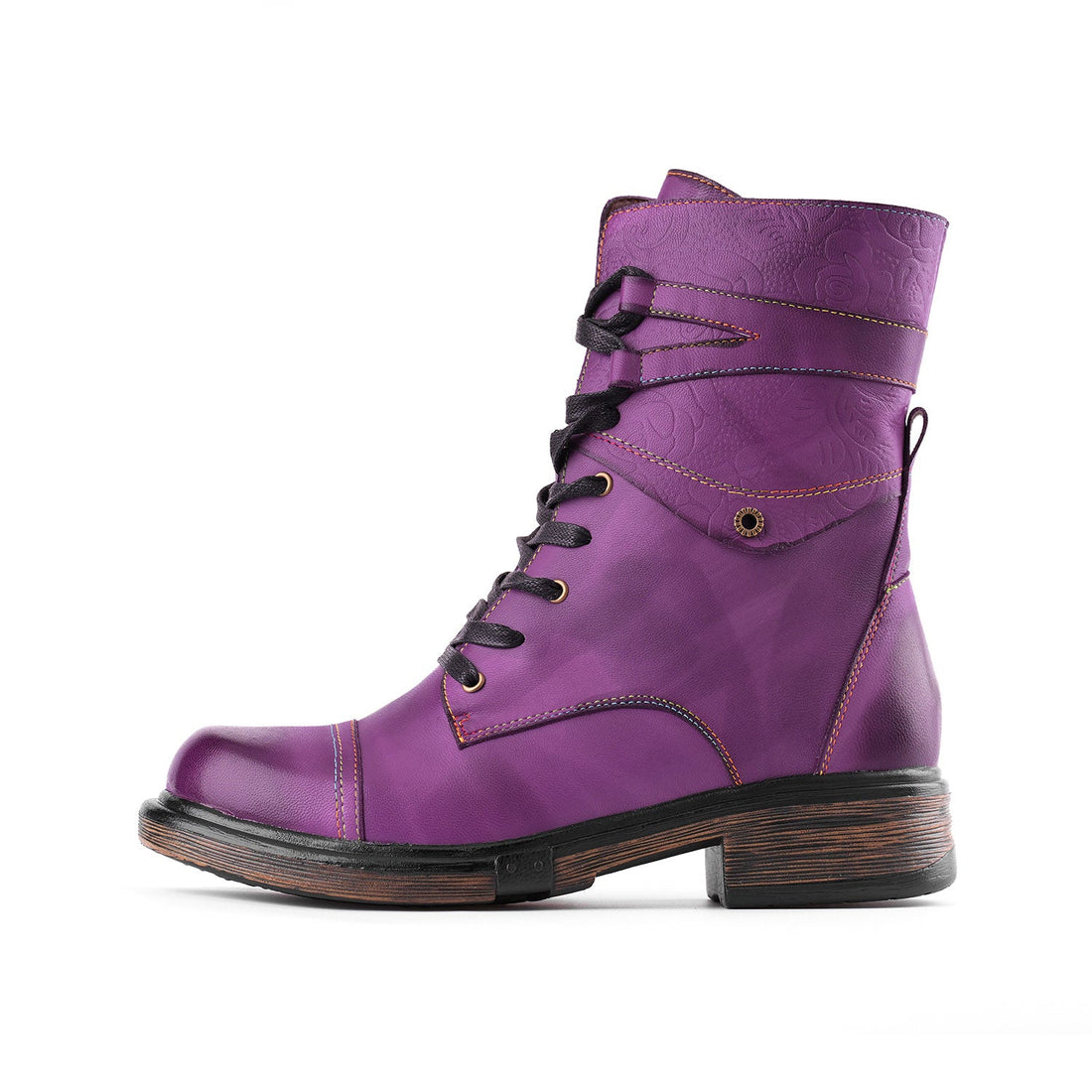 Bequeme echte Lederschnüre Reißverschluss -Knöchelstiefel