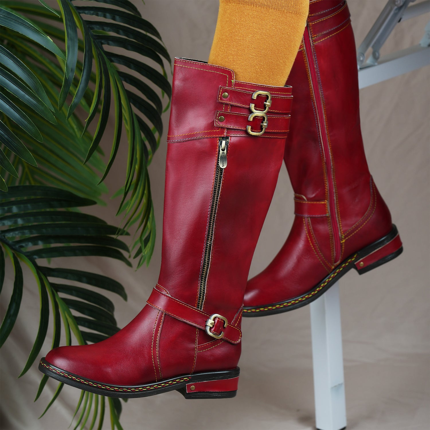 Scarlet Charm Buckle Boots