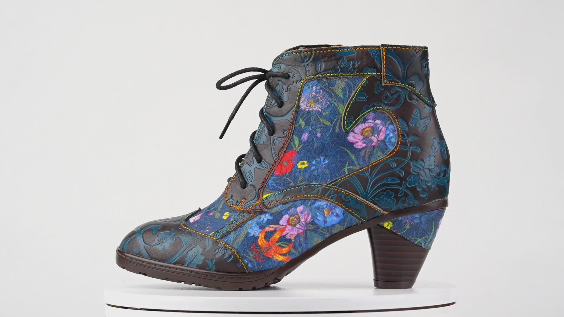 Retro Handmade Leather Patchwork Ankle Boots