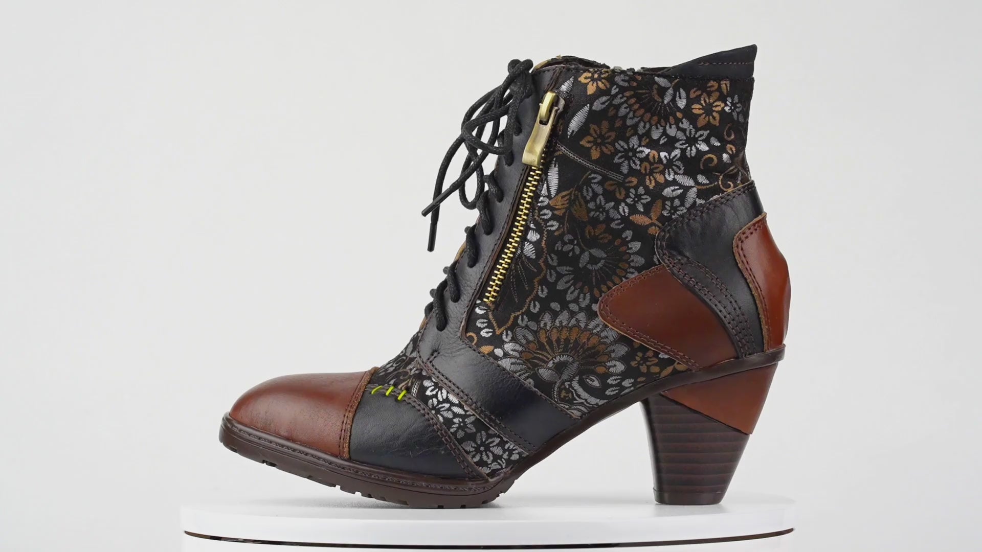 Retro Handmade Leather Patchwork Ankle Boots