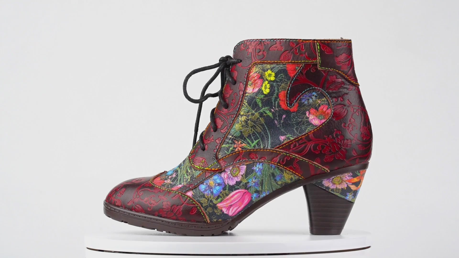 Retro Handmade Leather Patchwork Ankle Boots