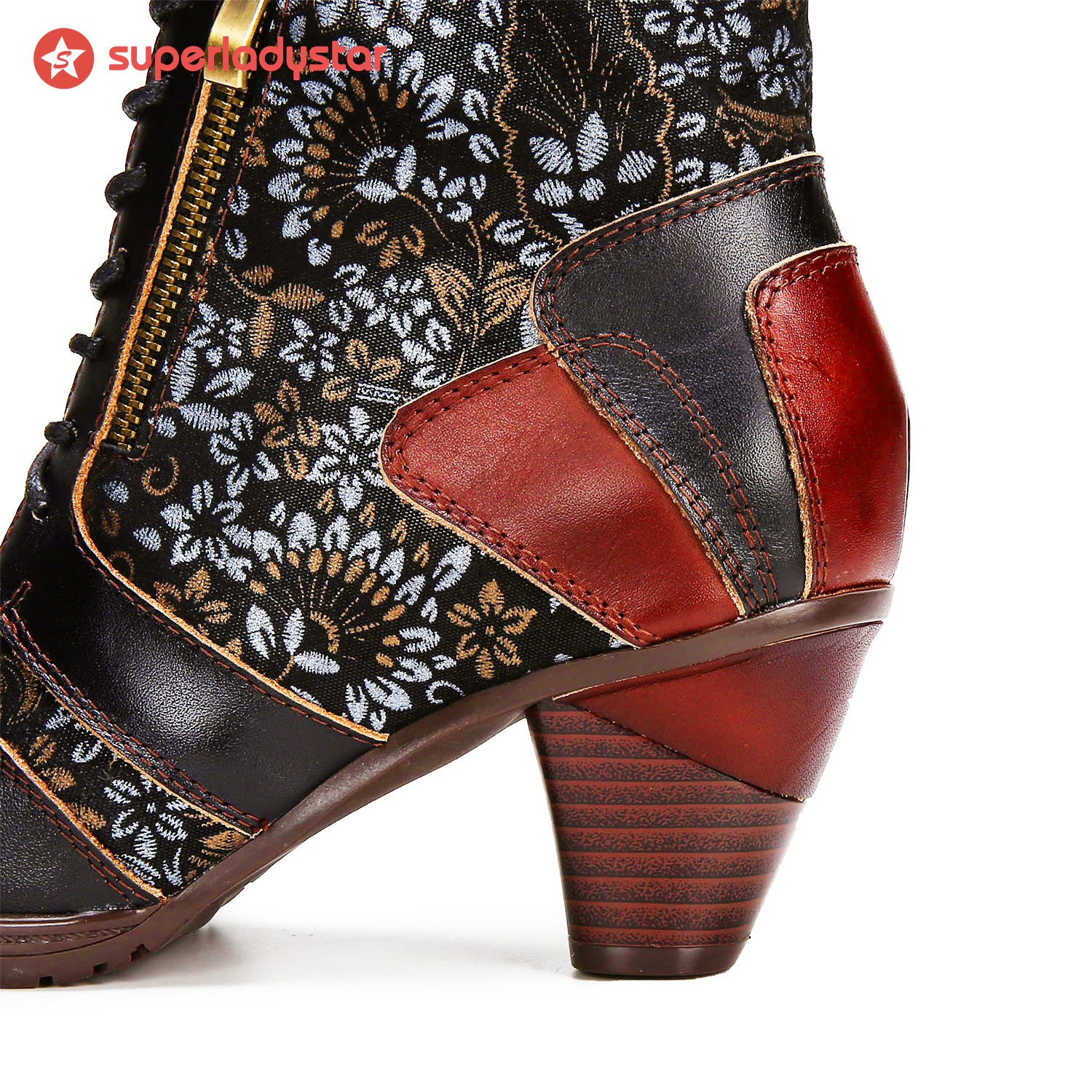 Retro Handmade Leather Patchwork Ankle Boots