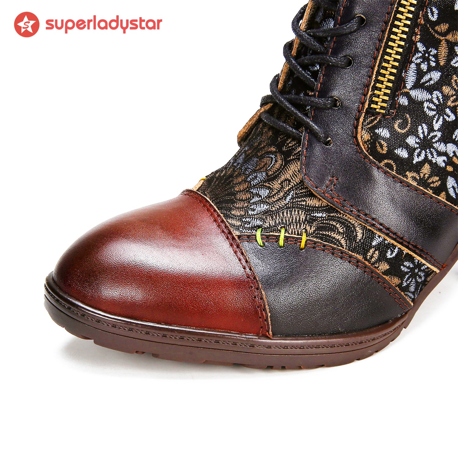 patchwork ankle boots