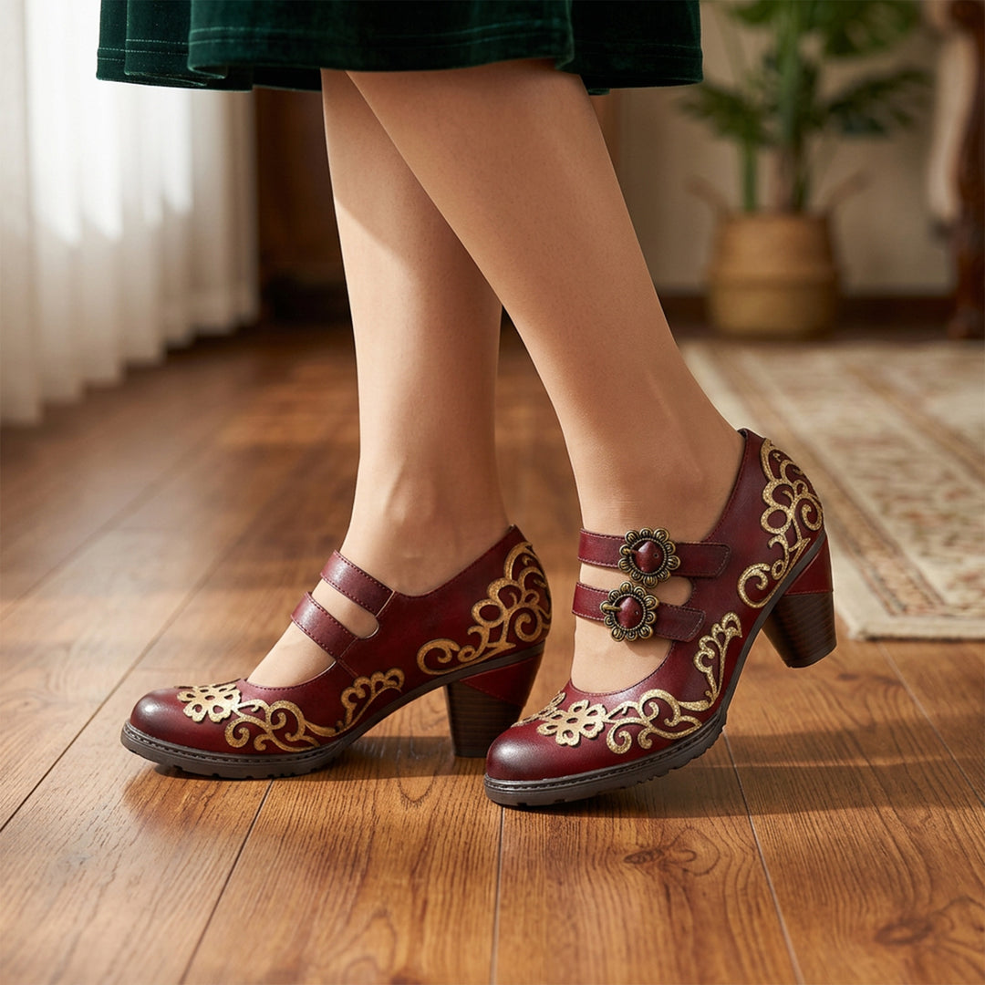 Vintage Burgundy Mary Jane Pumps