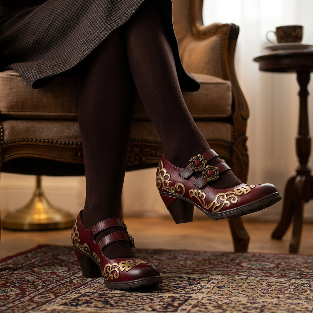 Vintage Burgundy Mary Jane Pumps