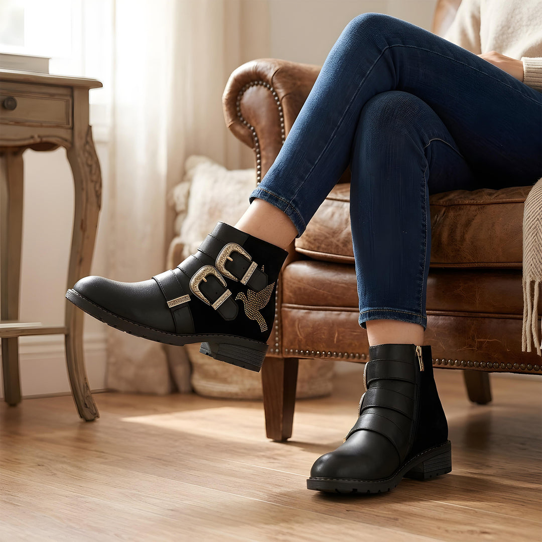 Botins chiques com fivela Golden Bird