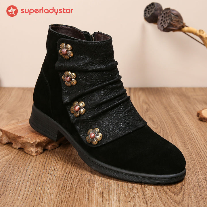 Handmade Retro Pure Color Ankle Boots