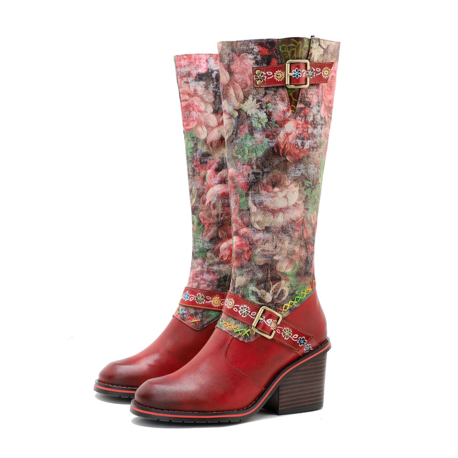 Vintage-gedruckte handgefertigte Blumenstiefel