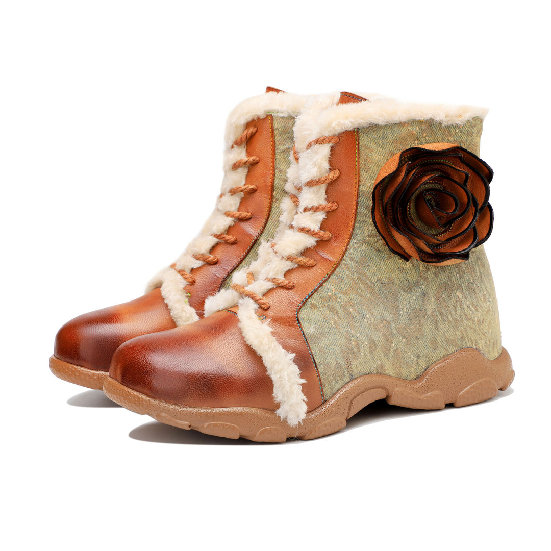Orange Rose Velvet-Trimmed Walking Shoes