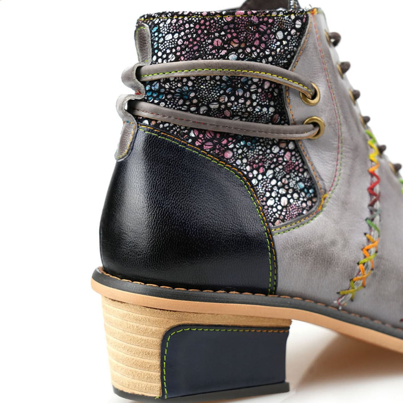 Retro Leather Patchwork Casual Comfort Ankle Boots