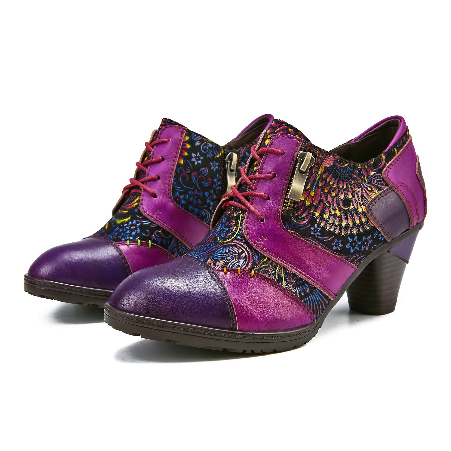 Retro Handmade Leather Patchwork Pumps â superladystar