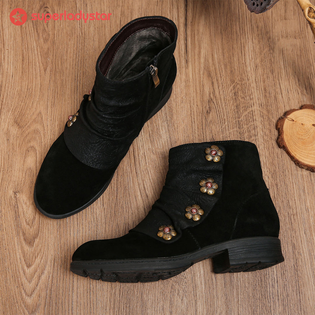Handmade Retro Pure Color Ankle Boots