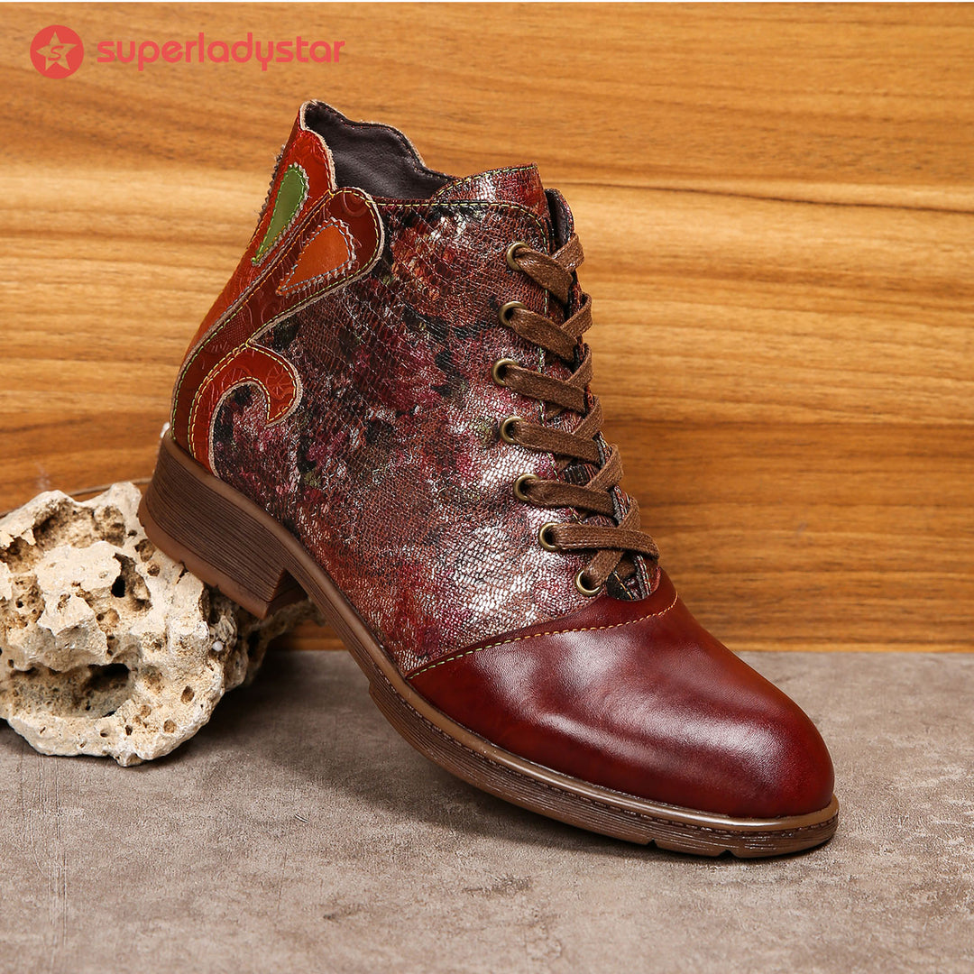 Handmade Leather Colorful Comfy Flat Ankle Boots