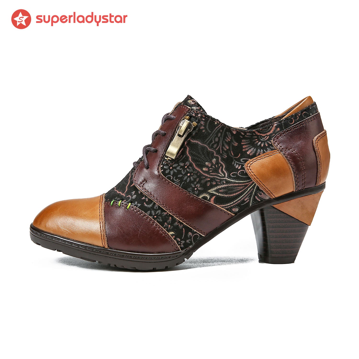 Retro Handmade Leather Patchwork Pumps