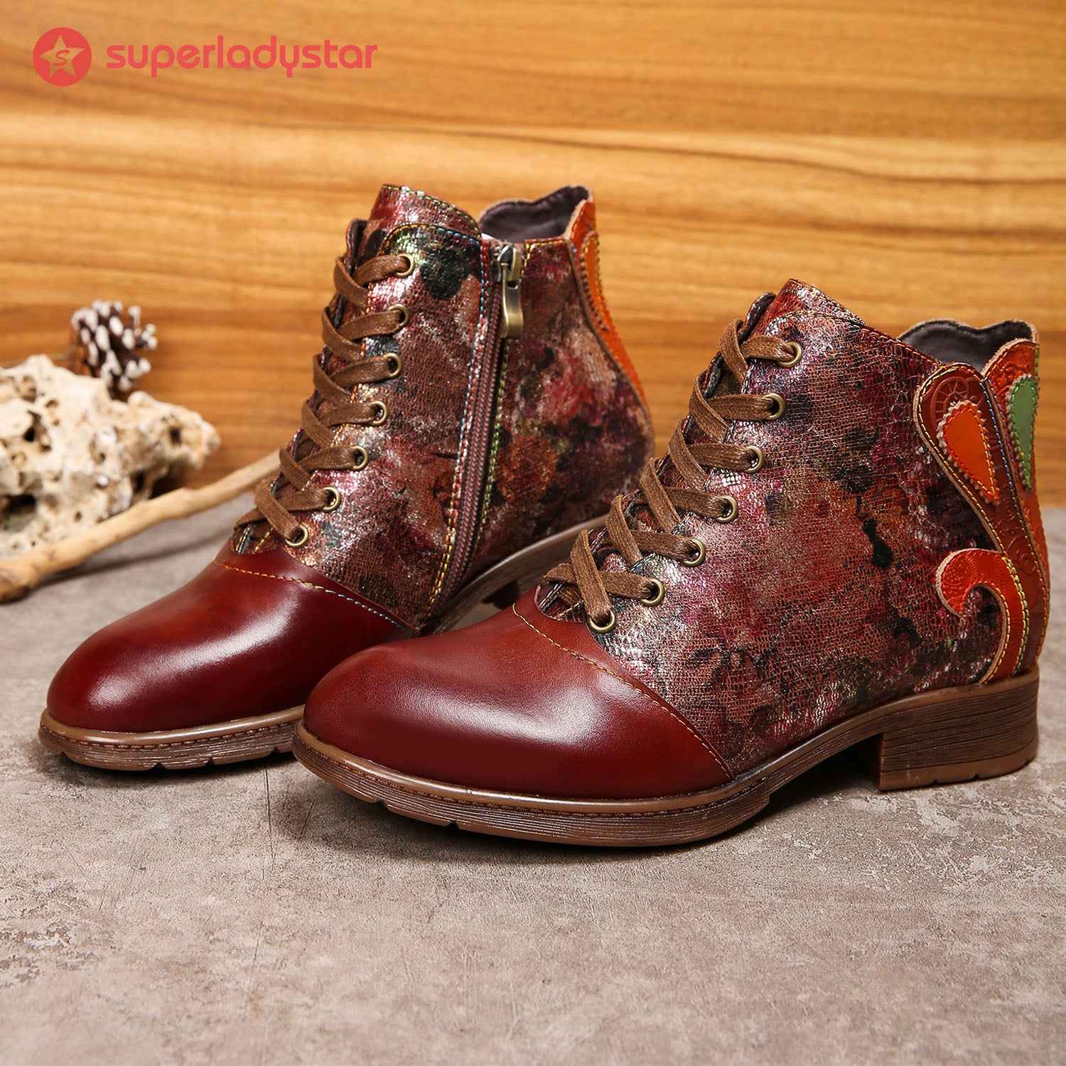 Handmade Leather Colorful Comfy Flat Ankle Boots