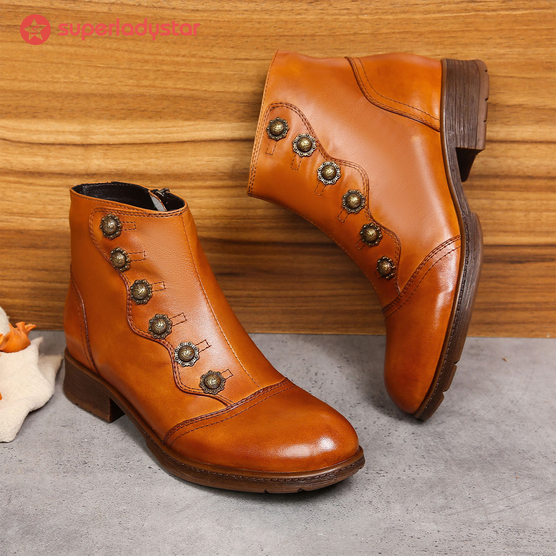 Retro Painted Pure Color Ankle Boots