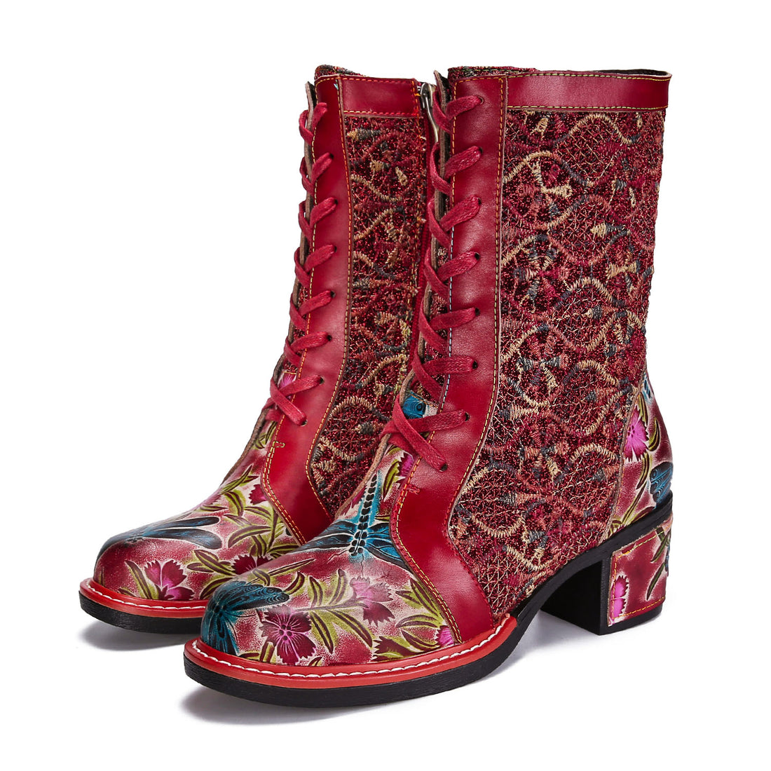 Handmade Leather Embroidered Comfy Boots