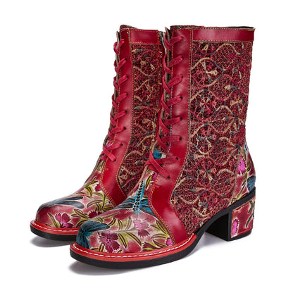 Handmade Leather Embroidered Comfy Boots