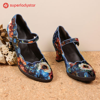 Retro Handmade Embroidered Pumps