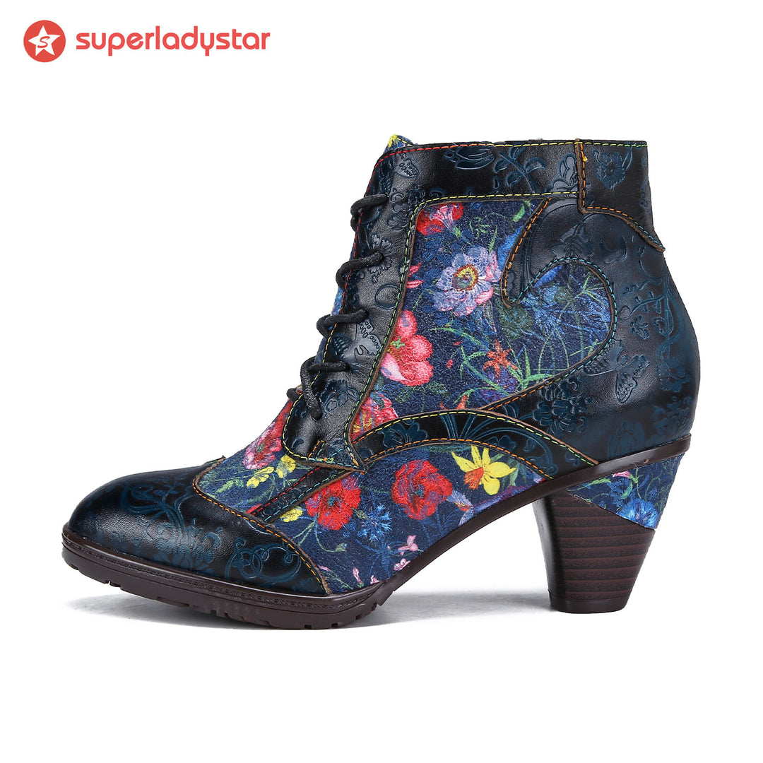 Retro Handmade Leather Patchwork Ankle Boots