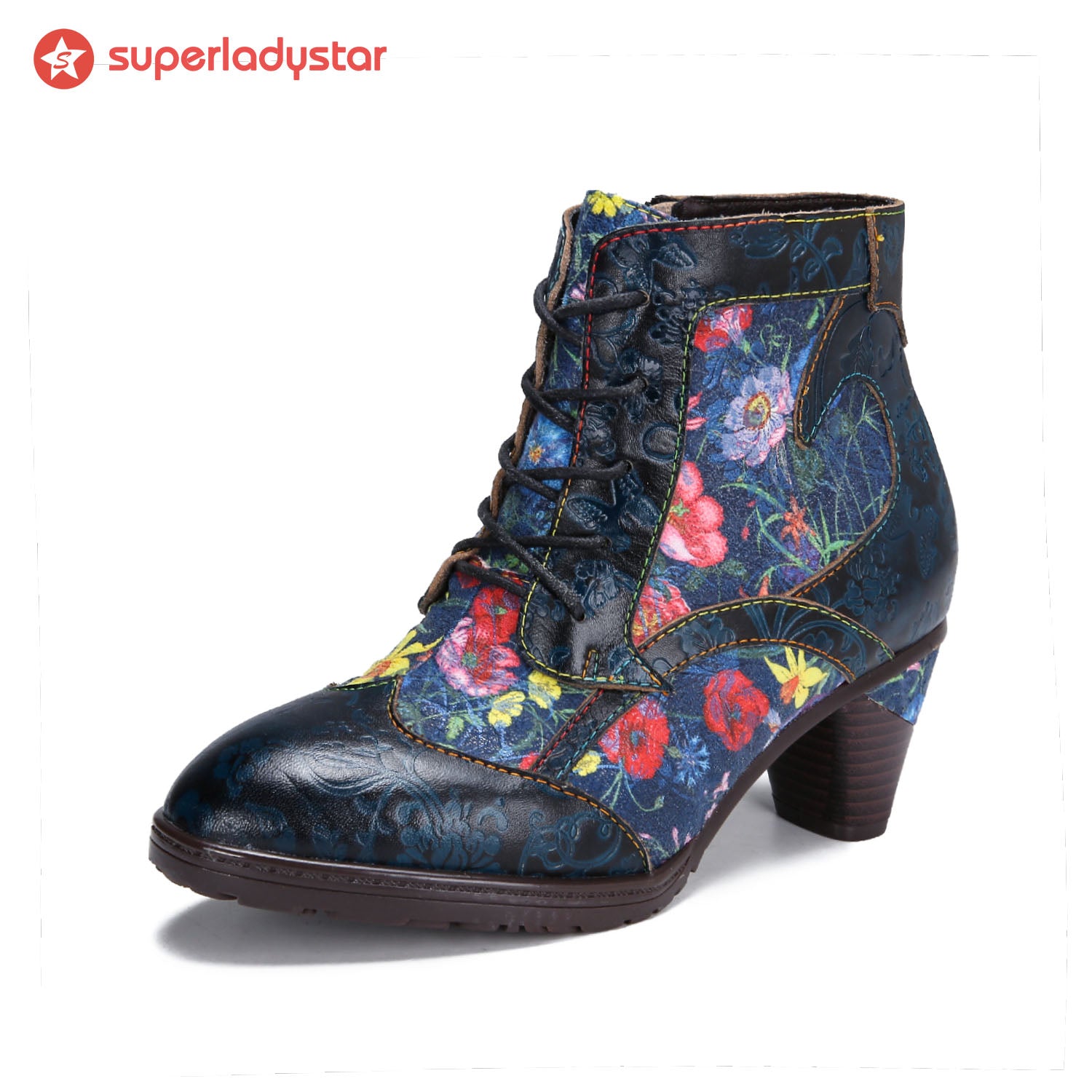 Retro Handmade Leather Patchwork Ankle Boots