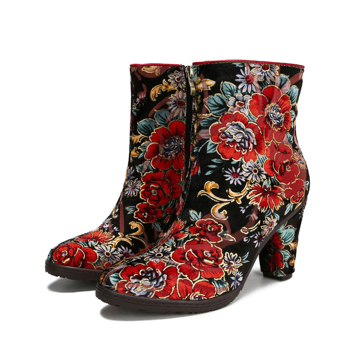 Retro Colorful Floral Comfortable Ankle Boots