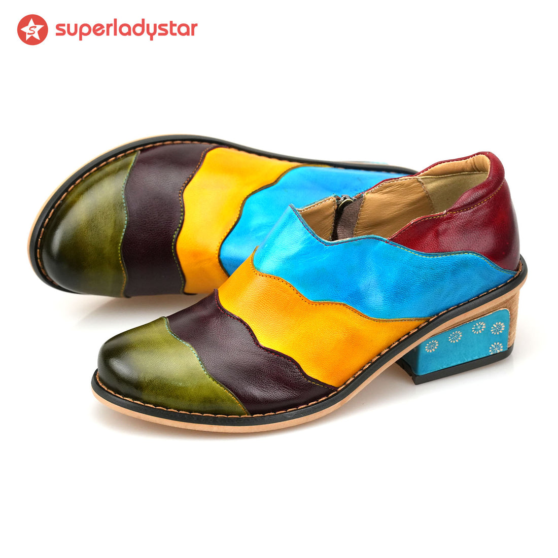 Handgefertigter Vintage Rainbow Dreamland Flat Schuhe