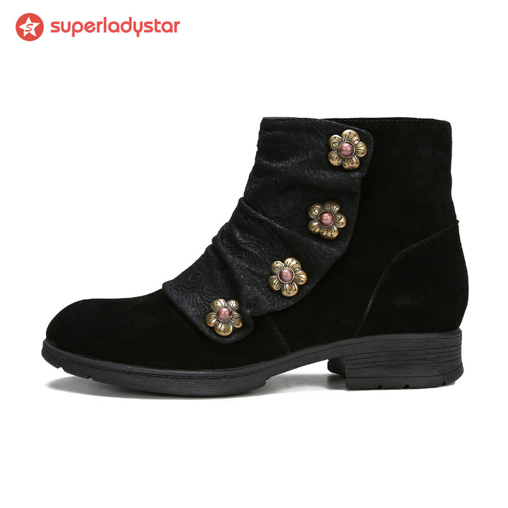 Handmade Retro Pure Color Ankle Boots