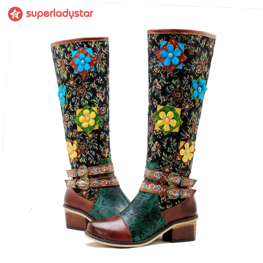 Vintage Handmade Stunning Floral Boots