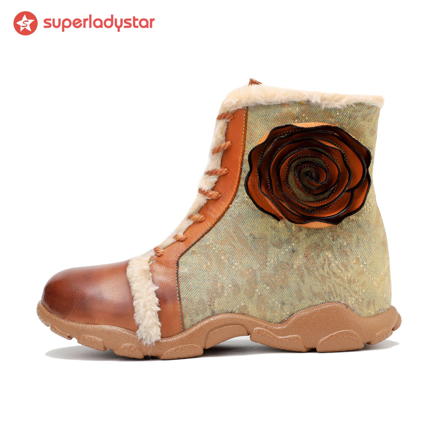 Orangefarbene Rosen samtbezogene Wanderschuhe