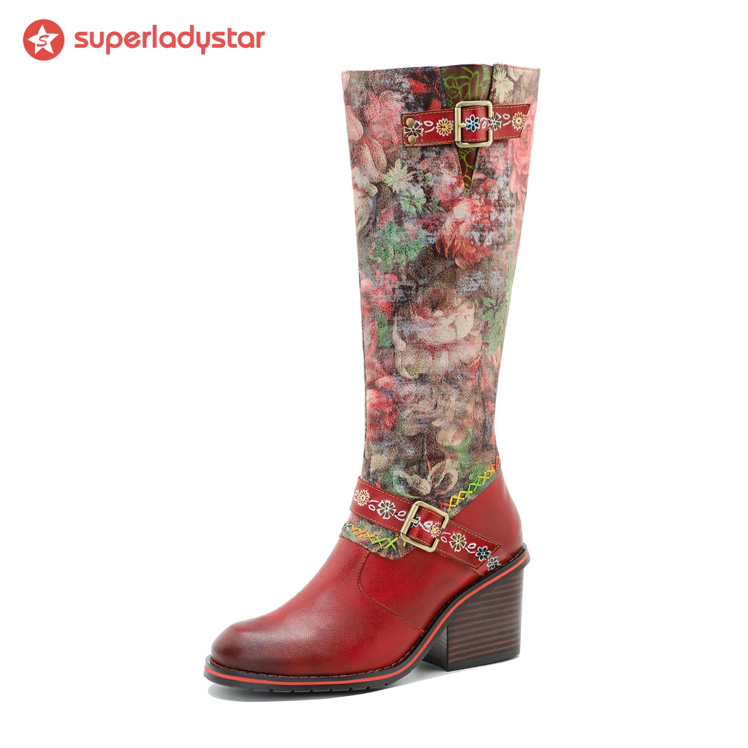 Botas florales hechas a mano estampadas a mano